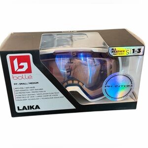 BOLLE LAIKA WHITE MONOGRAM MATTE PHANTOM PHOTO VERMILLION BLUE SKI GOGGLES 22020